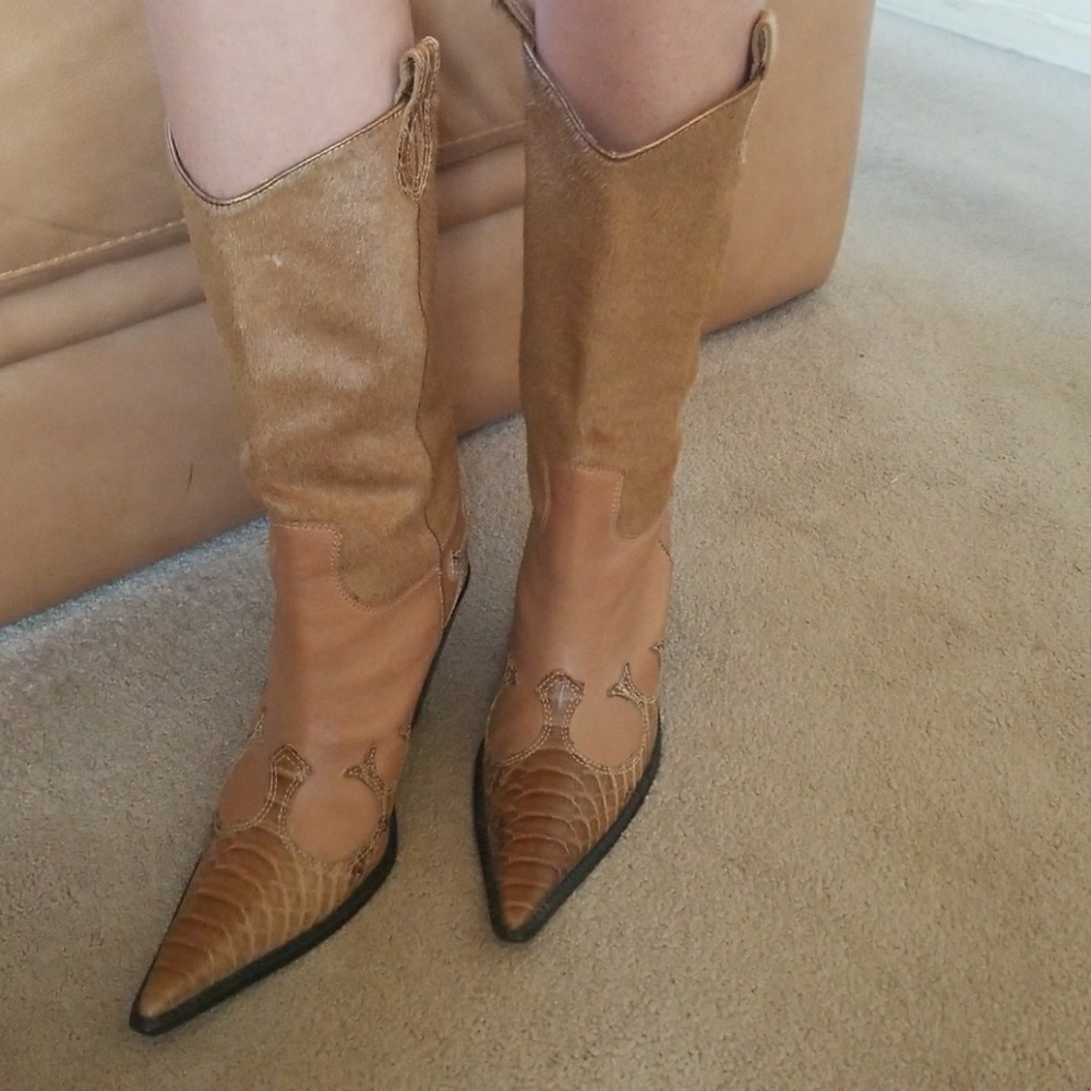 Stunning Tan Pony Hair Cow Girl Boots